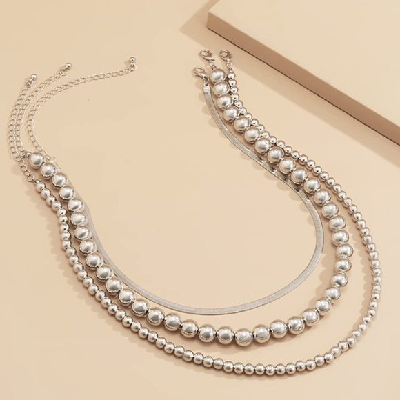 Silver 3PC Trendy Necklace Set - Picture 3 of 6